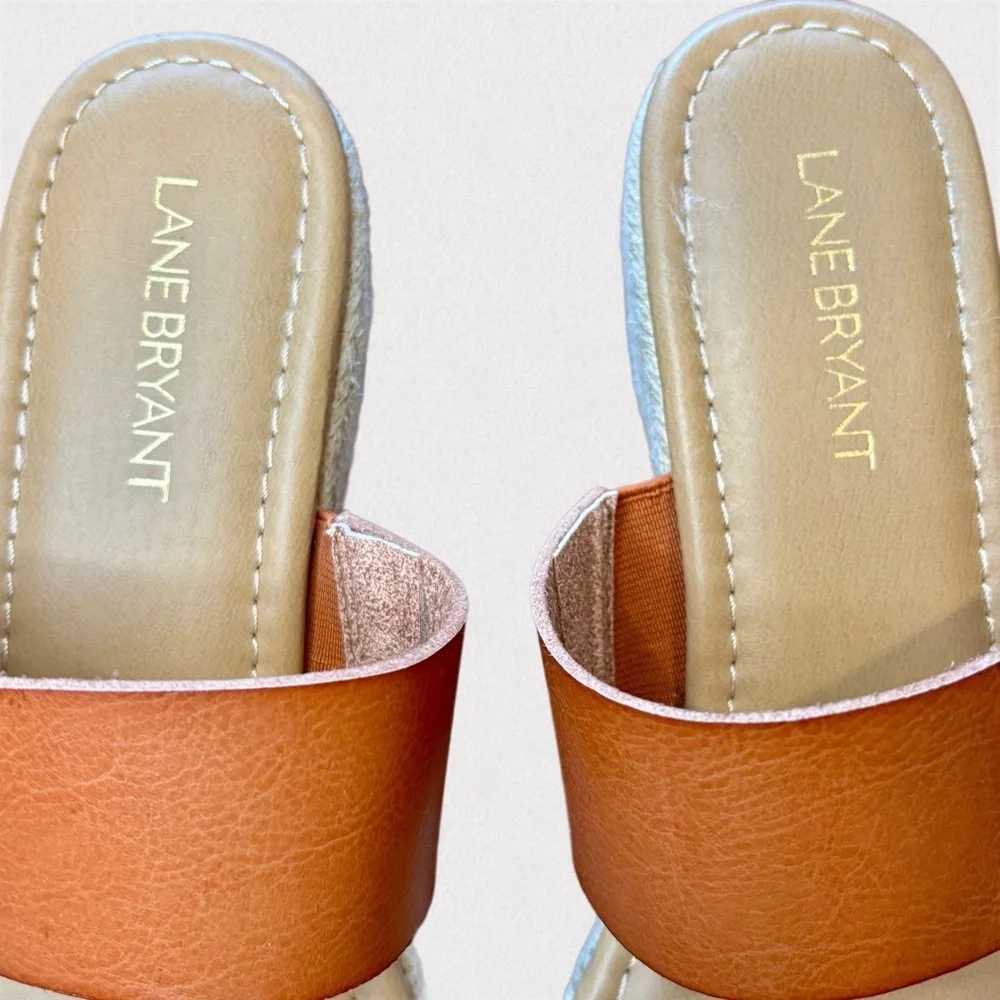 Lane Bryant Tan Espadrille Wedge Sandals Size 8 NWOT Braided Straps